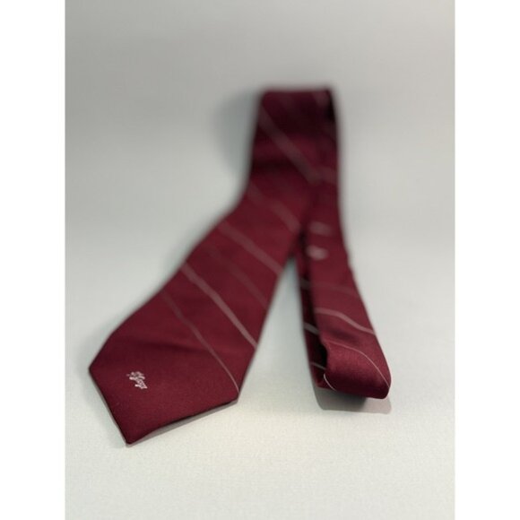 Allyn‎ St. George Maroon with Silver Stripes Neck Tie - Picture 4 of 5